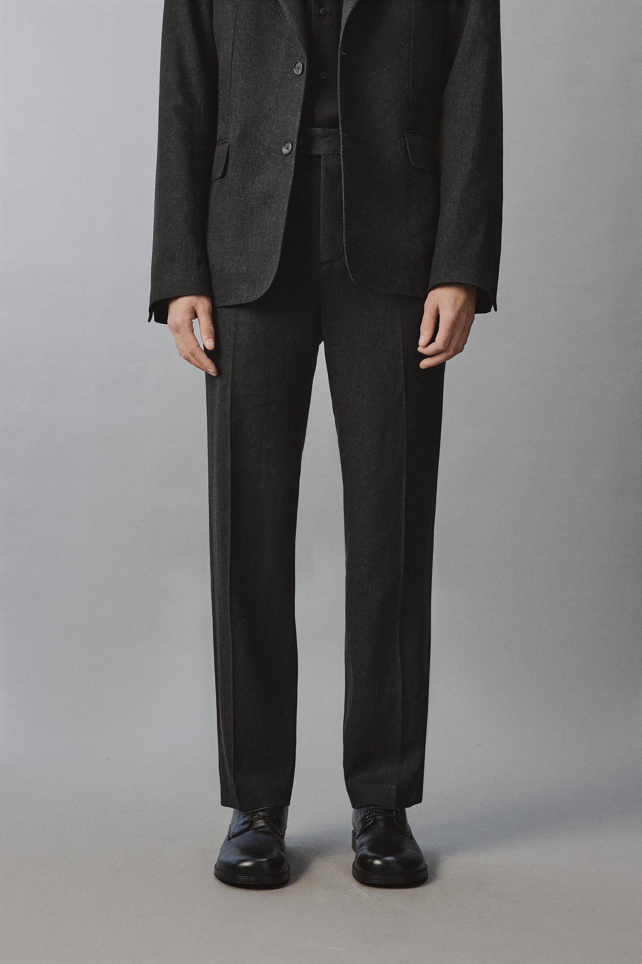 PANTALON DE COSTUME EN VISCOSE ET CHANVRE